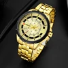 Relojes de oro para los hombres de marca de lujo reloj de los hombres de negocios de reloj de cuarzo de moda de acero inoxidable Wristwaches impermeable ► Foto 2/6
