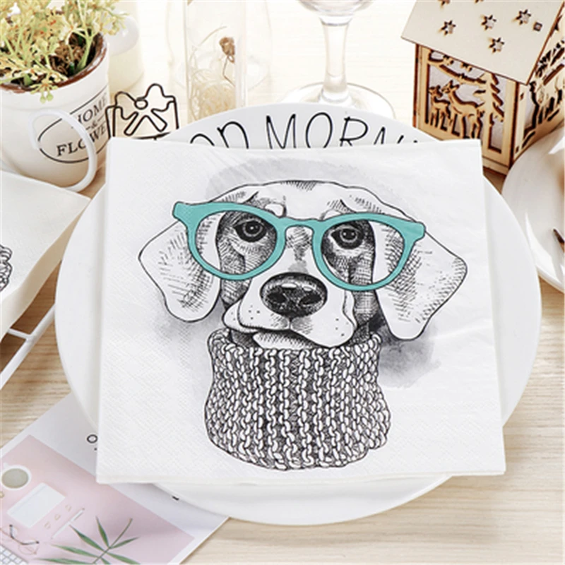 

20Pcs/Lot Cartoon Animals Paper Towels Wedding Decoupage Paper Napkins For Baby Shower Birthday Decoration Kids Party Supplies