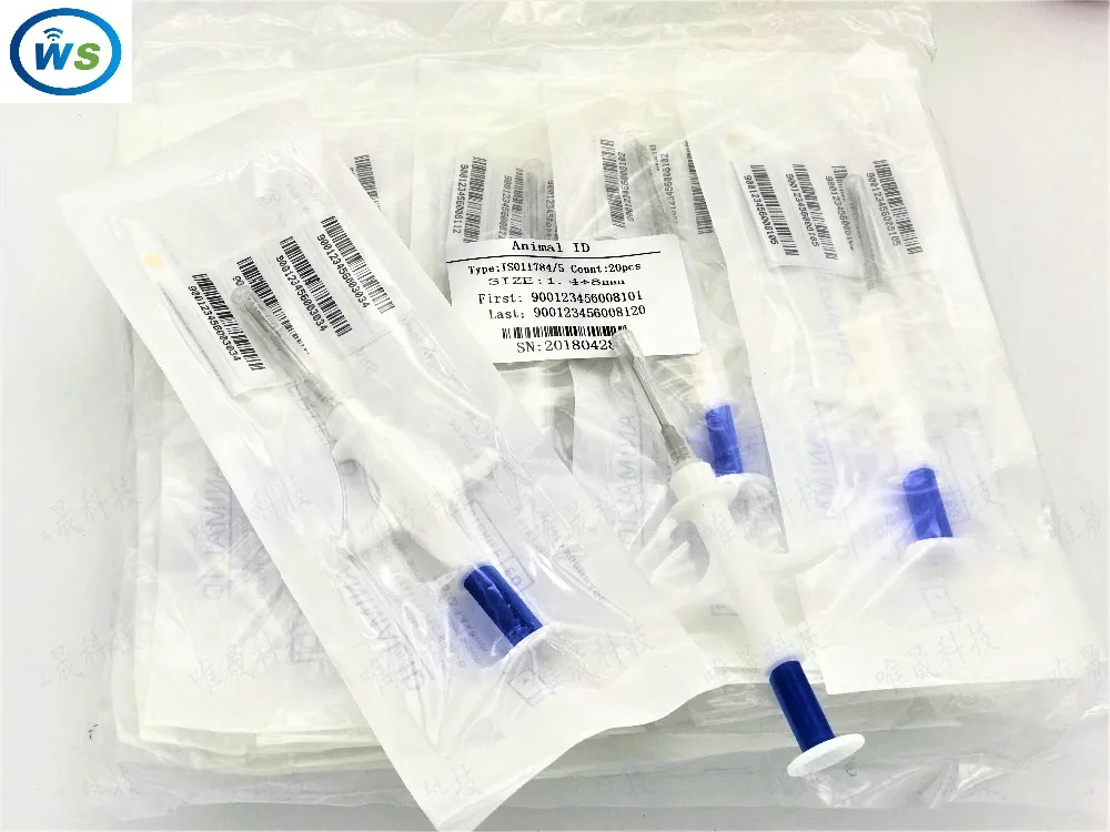 

50PCS 1.4*8 FDX-B ISO11784/785 RFID Id Injector Pet Glass Tag Microchip Syringe for animal tortoise etc. chip