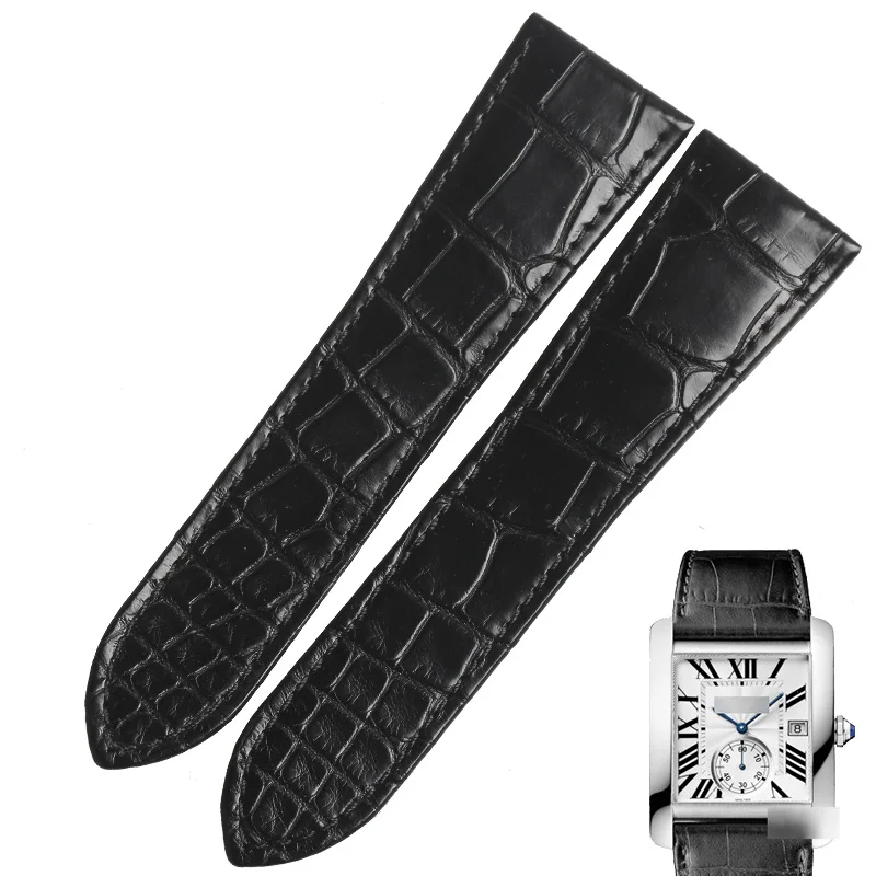 

WENTULA watchanbands for W5330003 TANK MC W5330001 W5330004 alligator skin /crocodile grain man 25MM Genuine Leather