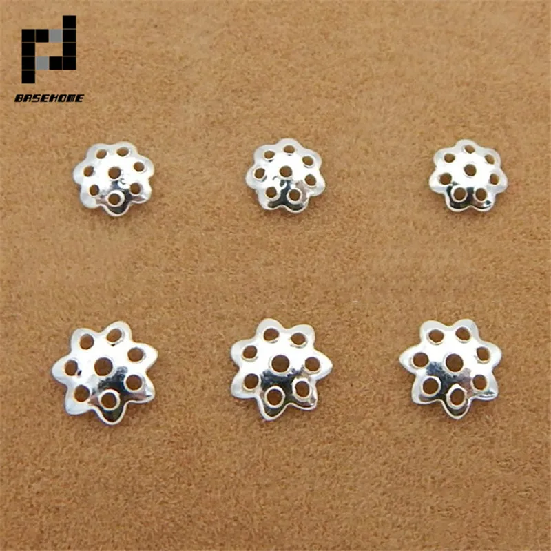 

BASEHOME 10pcs/lot 5/6/8mm 925 Sterling Silver Flower Loose Spacer Bead Caps Bead Spacers DIY Jewelry Findings