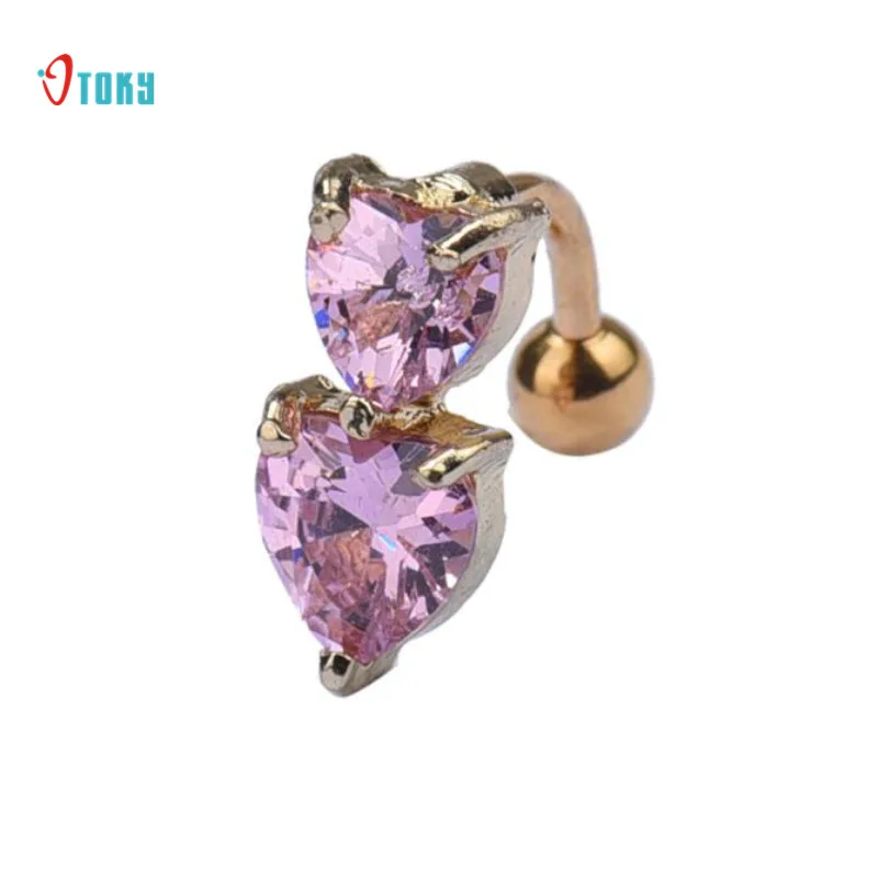 Buy OTOKY Dropship Double Heart Reverse Crystal Navel