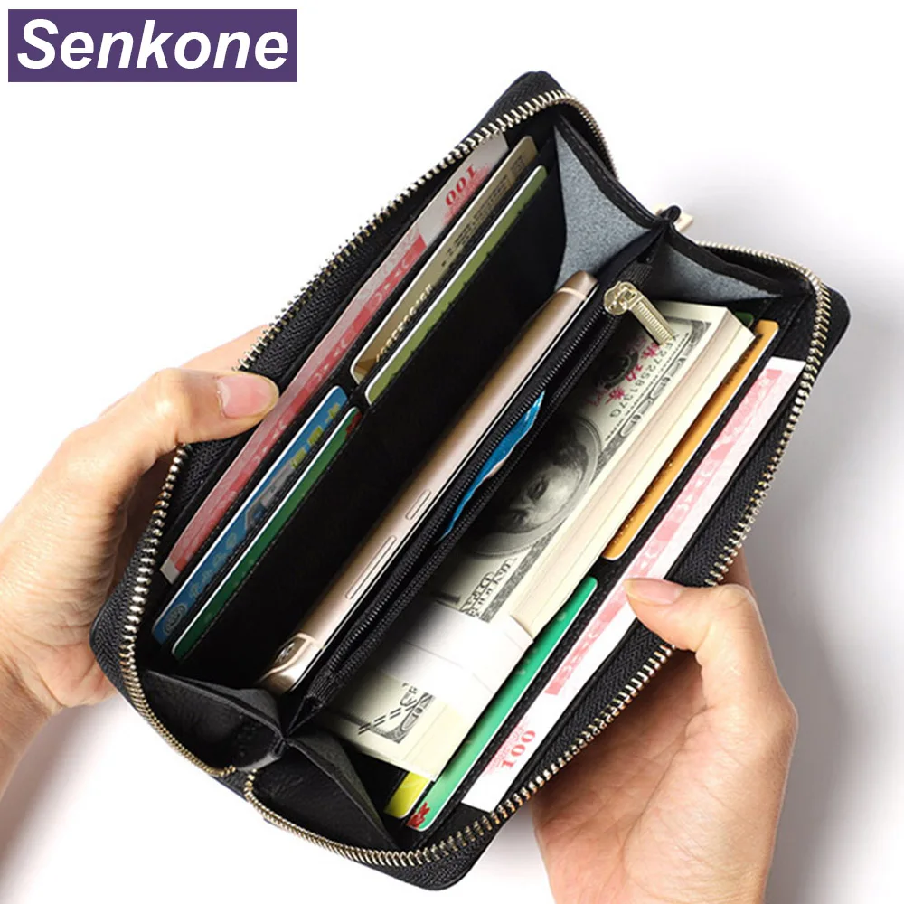 

2019 Famous Brand Men Wallets 100% Genuine Leather Coin Purse Male Clutch Long Business Wallet Men Portomonee Simple Purse Long