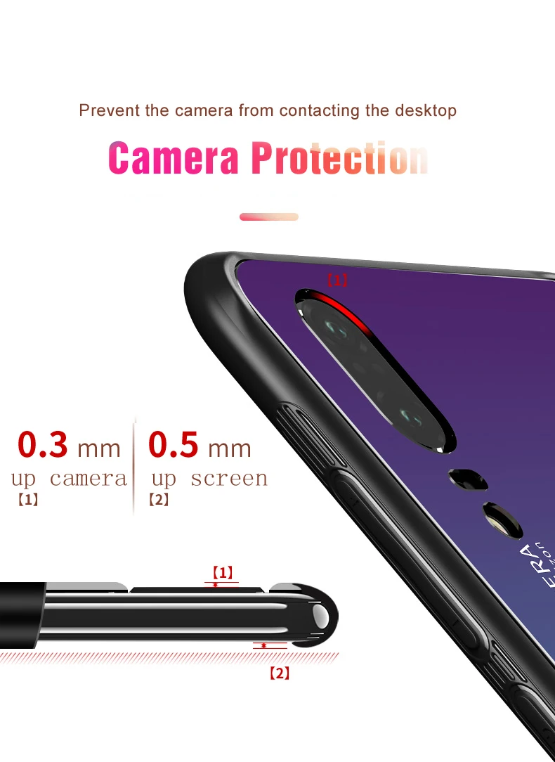 Vpower градиентные Аврора чехлы с закаленным стеклом для huawei P20 чехол P20 Pro чехол Цветная гладкая задняя защитная крышка P 20 Pro оболочка