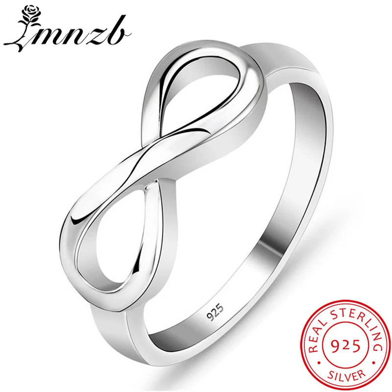 

LMNZB 100% Original 925 Solid Silver Infinity Finger Rings for Women Elegant 8 Shape Wedding Engagement Jewelry Gift Ring LZR019