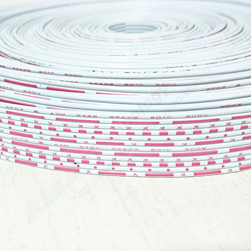 2468 26AWG 12P красный белый гибкий плоский кабель 1 метр Луженая Медь проводник электронный провод
