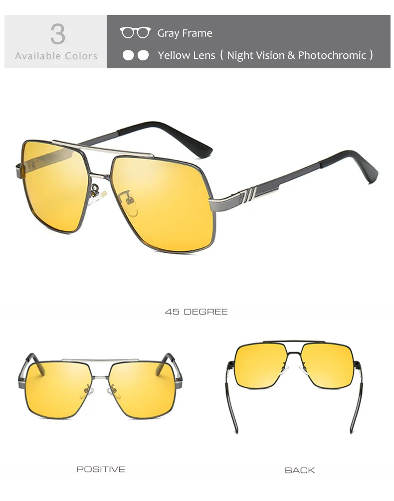 DIDI день и ночное видение фотохромные полигональные Солнцезащитные очки Мужские брендовые желтые линзы УФ-защита очки для вождения Oculos HN892