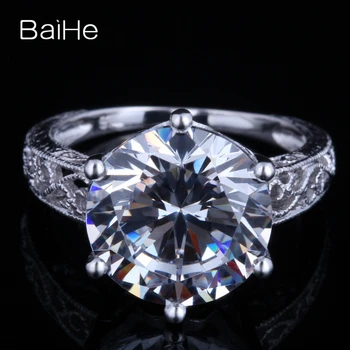 

BAIHE Solid 10K White Gold 11.94ct Flawless Round Genuine AAA Graded Cubic Zirconia Engagement Wedding Women Cubic Zirconia Ring