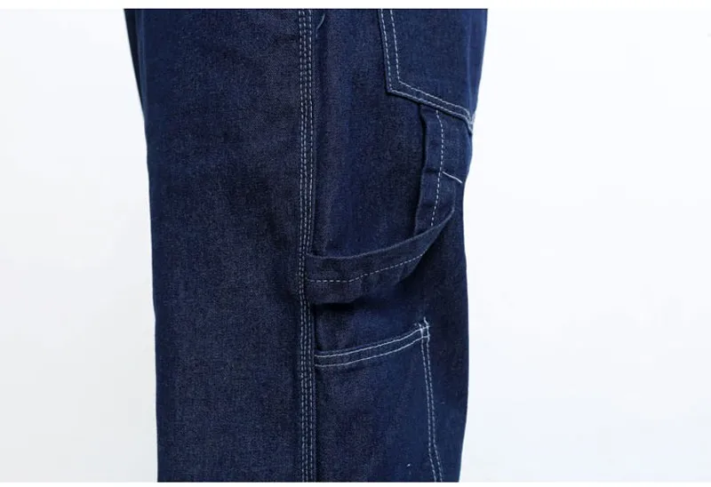 Мода 2017 г. Для мужчин синий Комбинезоны для девочек большой Размеры 26-42 огромный Джинсовые штаны на лямках мода карманные Комбинезоны для