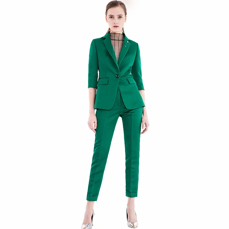 Green Pant Suits Women Casual Office Business Suits Formal Work Wear Sets Green Pant Suits Women Casual Office Business Suits Formal Work Wear Sets