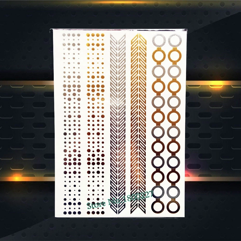 

1PC Fashion Gold Silver Temporary Tattoo Stickers PYH68 Dot Round Pattern Chain Design Waterproof Fake Bracelet Tattoo Jewelry