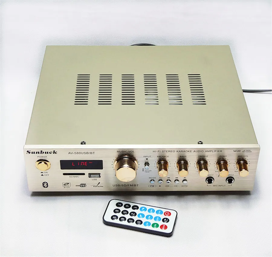 

580BT Kara OK remote control Bluetooth USB SD FM 5-channel 220V 400W high-power home AV Audio digital amplifier