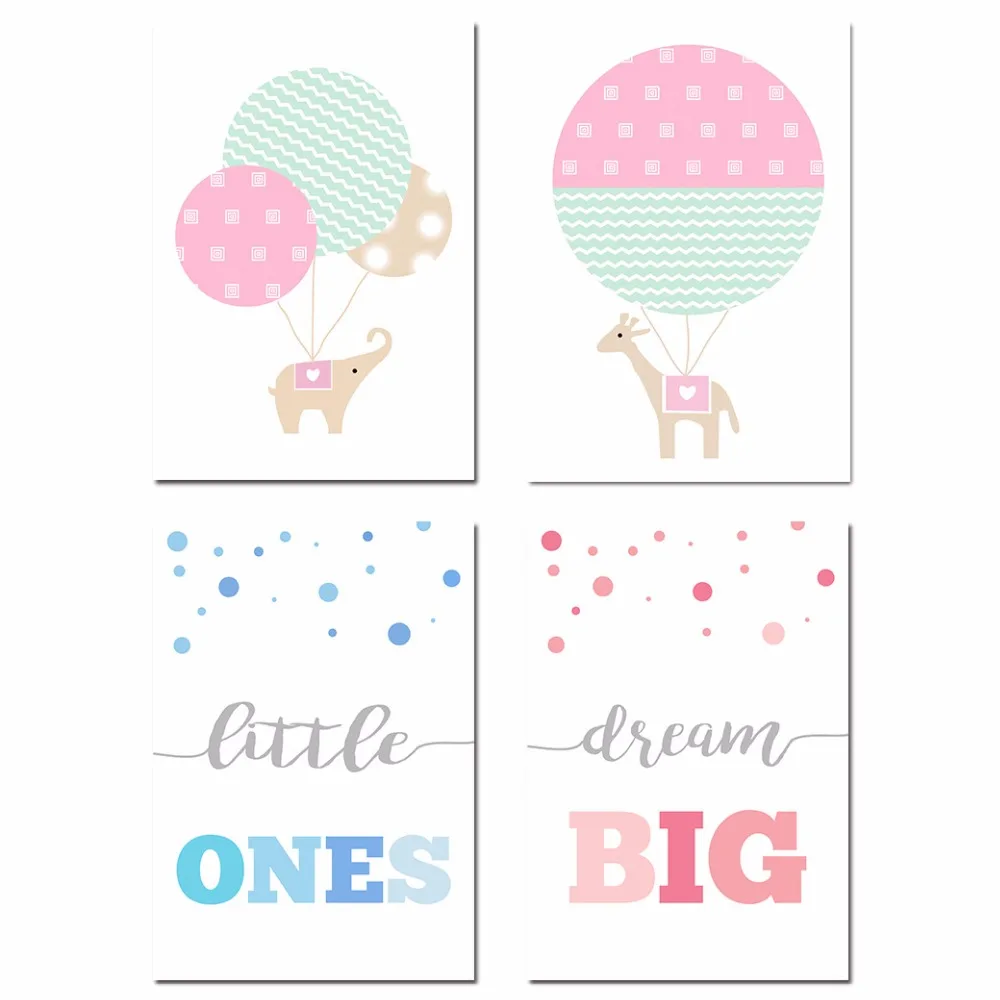 Dream-Big-Cartoon-Animal-Wall-Art-Canvas-Poster-Elephant-Balloon-Nursery-Quote-Prints-Painting-Picture-Baby(9)