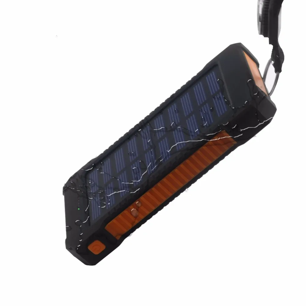 Портативное водонепроницаемое солнечное зарядное устройство 10000 мА/ч с двумя usb-портами, солнечное зарядное устройство для всех телефонов, универсальное зарядное устройство - Цвет: Оранжевый