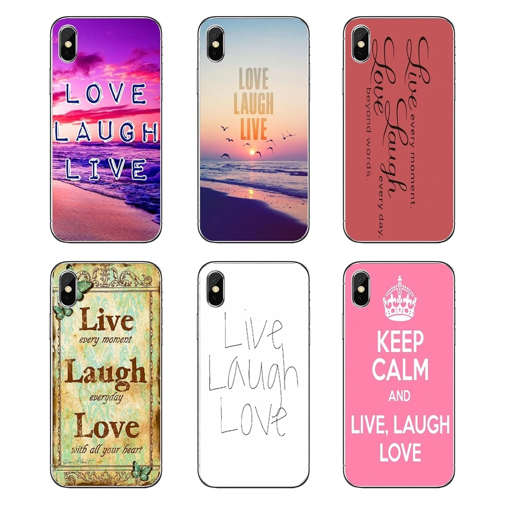 Любовь. Смеяться. Live Life с принтом цитатой для iPod Touch iPhone 4 4S 5 5S 5C SE 6 6S 7 8 X XR XS Plus MAX