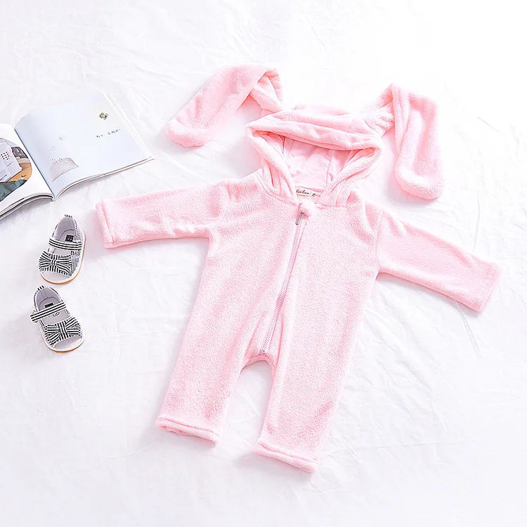 Baby Girls Rompers Winter Animal Rabbit Flannel Cosplay Halloween