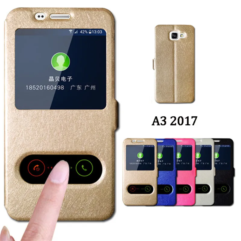

For Samsung A3 2017 Case Flip Quick View Window Stand Back Cover For Samsung Galaxy A3 2017 Case Phone Cases A320 Coque Fundas