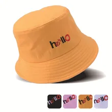 Корейская однотонная хлопковая Панама головные уборы для мужчин и женщин Harajuku Вышивка буквы Рыбалка шляпа летняя пляжная шляпа рыбий человек шляпы Панамы