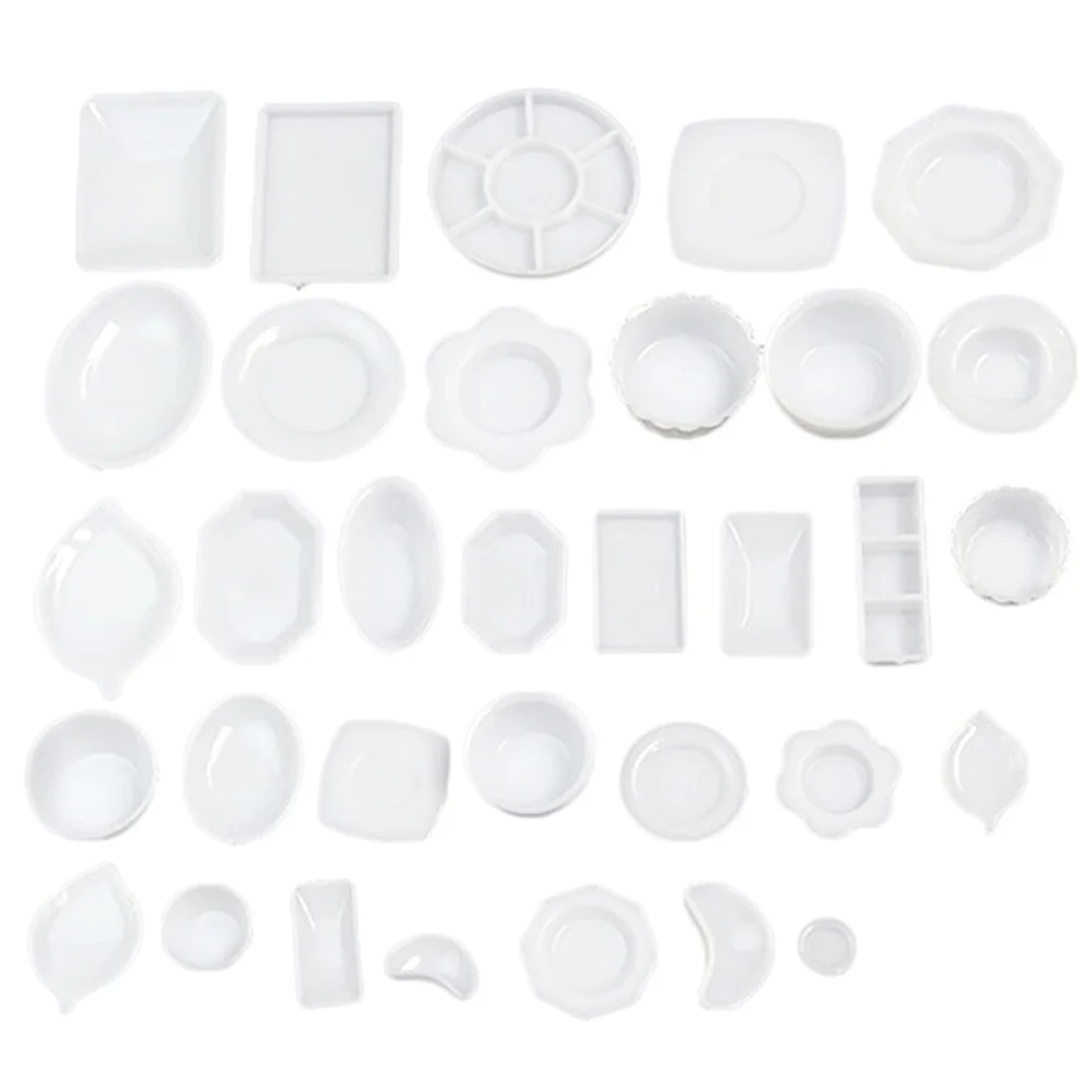 

33 Pcs/set Dollhouse 1/12 Miniature Tableware Plastic Plate Dishes Set Mini Food Plastic Tableware Model Sets