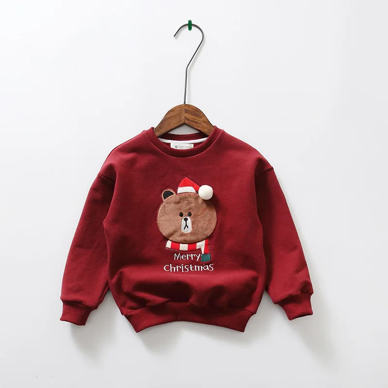 Семейные комплекты; Рождественские свитера; толстовки с капюшоном для мальчиков; рубашки с медведем для мамы и ребенка; Одежда для взрослых и маленьких сестер; пижамы - Цвет: Burgundy