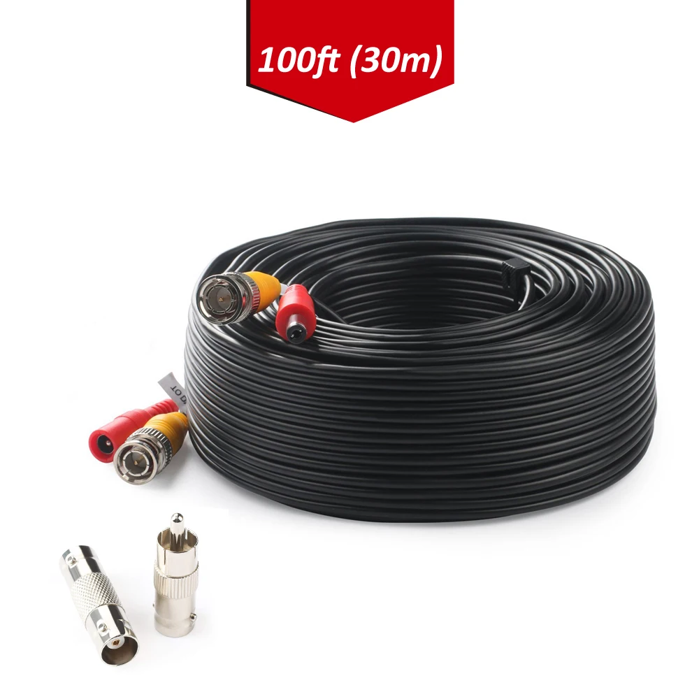 Tonton 4-Packed 100FT 30M High quality BNC Video Cable Security CCTV Camera DC Coaxial Cable Surveillance DVR System Accessories Tonton 4-Packed 100FT 30M High quality BNC Video Cable Security CCTV Camera DC Coaxial Cable Surveillance DVR System Accessories