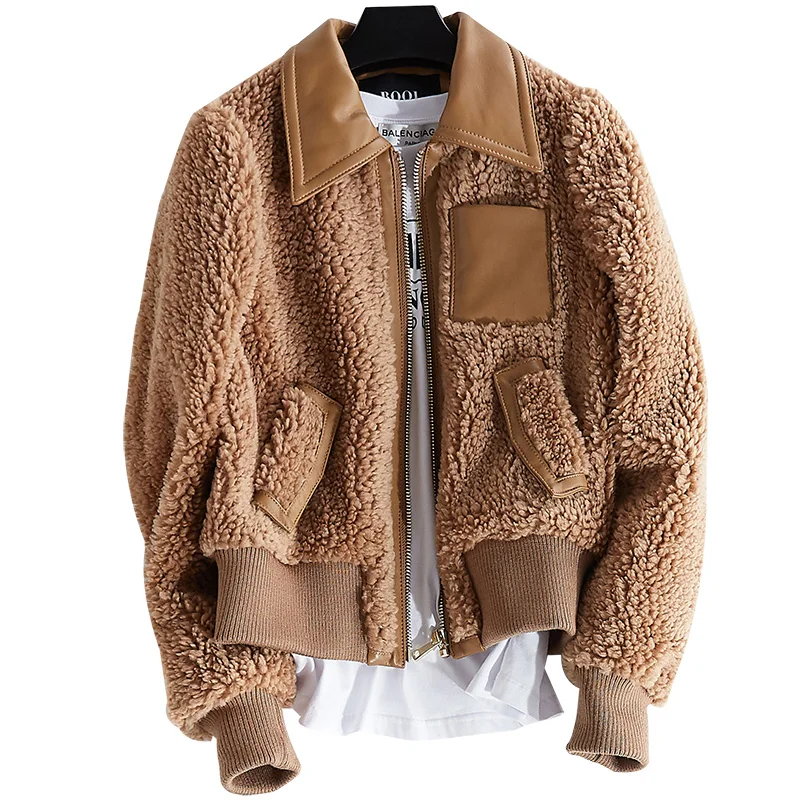 

Real Fur Coat 100% Wool Jacket Korean Elegant Autumn Winter Jacket Women Clothes 2018 Slim Sheep Shearling Fur Short Coat ZT631