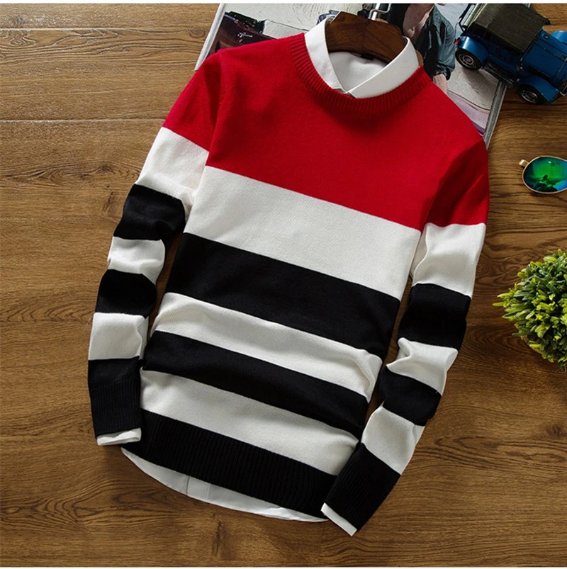 Striped Knitting Cashmere Sweater New Fashion Men's Pullover Drop shipping Sweaters Long Sleeve O-Neck Christmas top clothes Striped Knitting Cashmere Sweater New Fashion Men's Pullover Drop shipping Sweaters Long Sleeve O-Neck Christmas top clothes