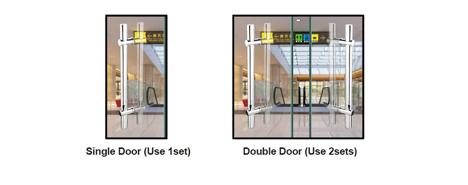 Нержавеющая сталь стеклянная дверная ручка 500/600 мм длина ручки двери тянуть отверстие Шаг Регулируемый отель вход торговый центр ручка