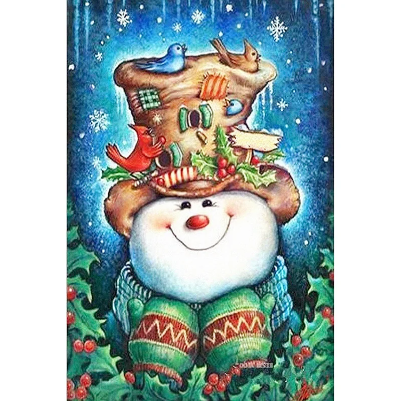 

New Diamond Painting Cross Stitch "Snowman" 5D DIY Diamond Embroidery Pasted Square Mosaic Full Drill Home Decor