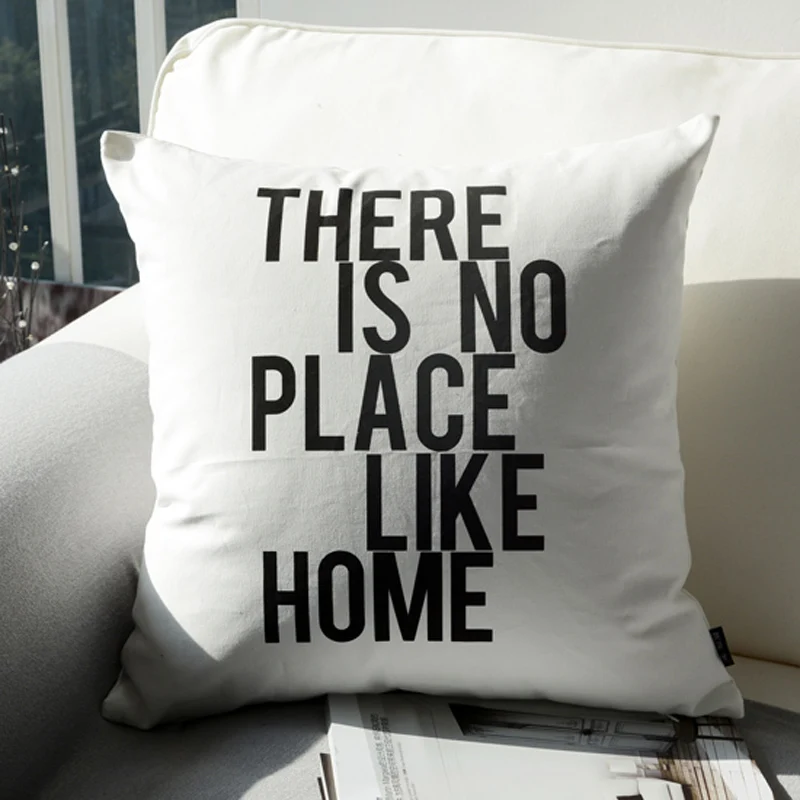 There Is No Place Like Home Cotton Cushion Cover Black White Pillowcase