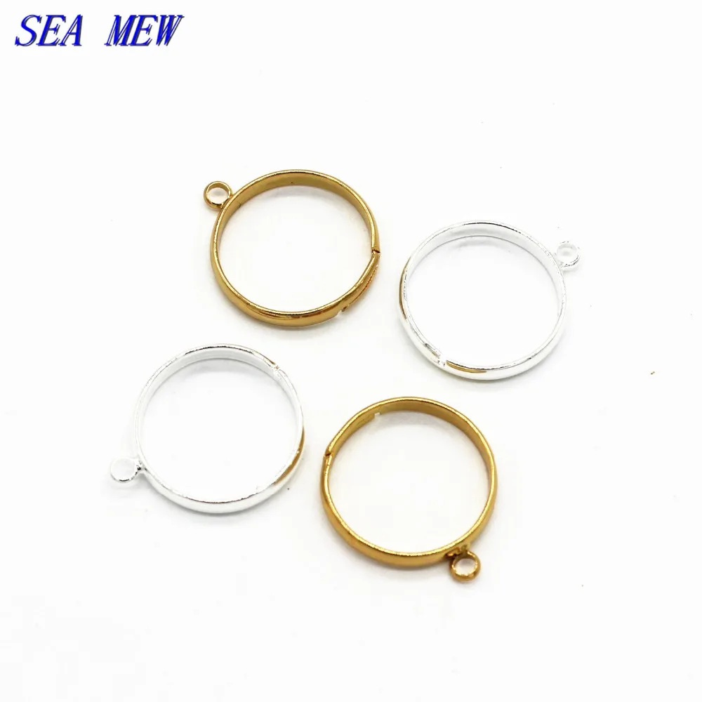 SEA MEW 50 шт модное медное кольцо с установкой родия серебряного цвета золотое