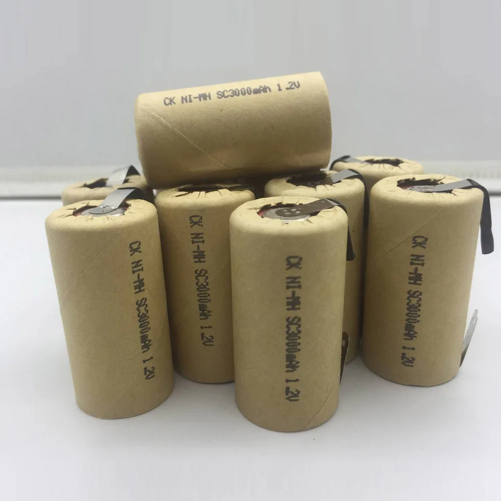 SORAVESS, 10 шт., 1,2 в, Ni Mh, SC3000mAh, аккумуляторные батареи со сварочными точками для зарядки, ручная дрель