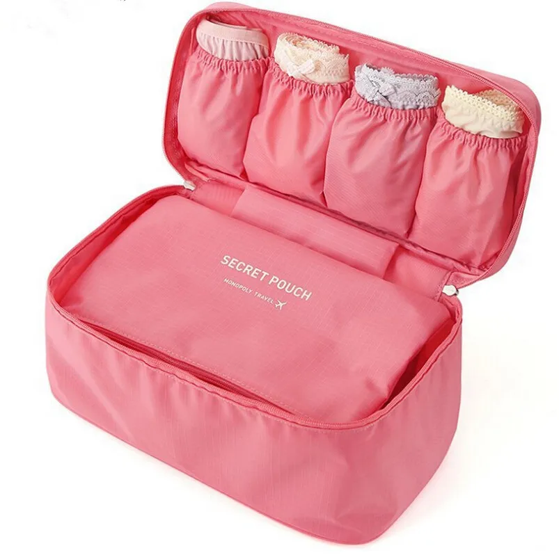 

High Quality Multi-functional Travel Waterproof Nylon Cosmetic Makeup Bra Underwear Organizer Wash Bag Holder Cosmetic Cases