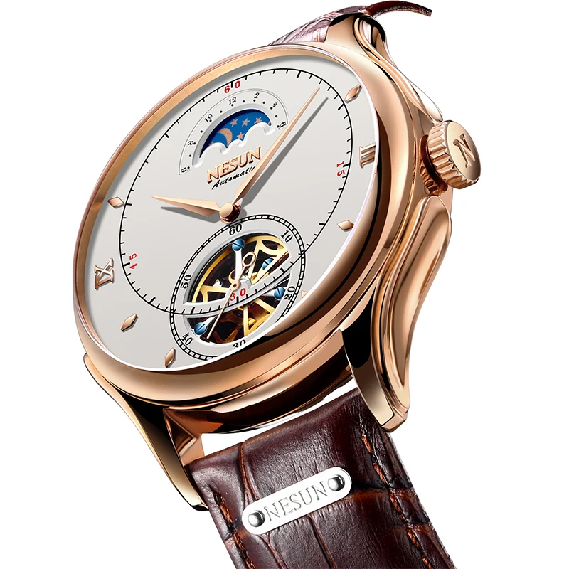Мужские часы Nesun Tourbillion автоматические механические скелетоны мужские роскошные