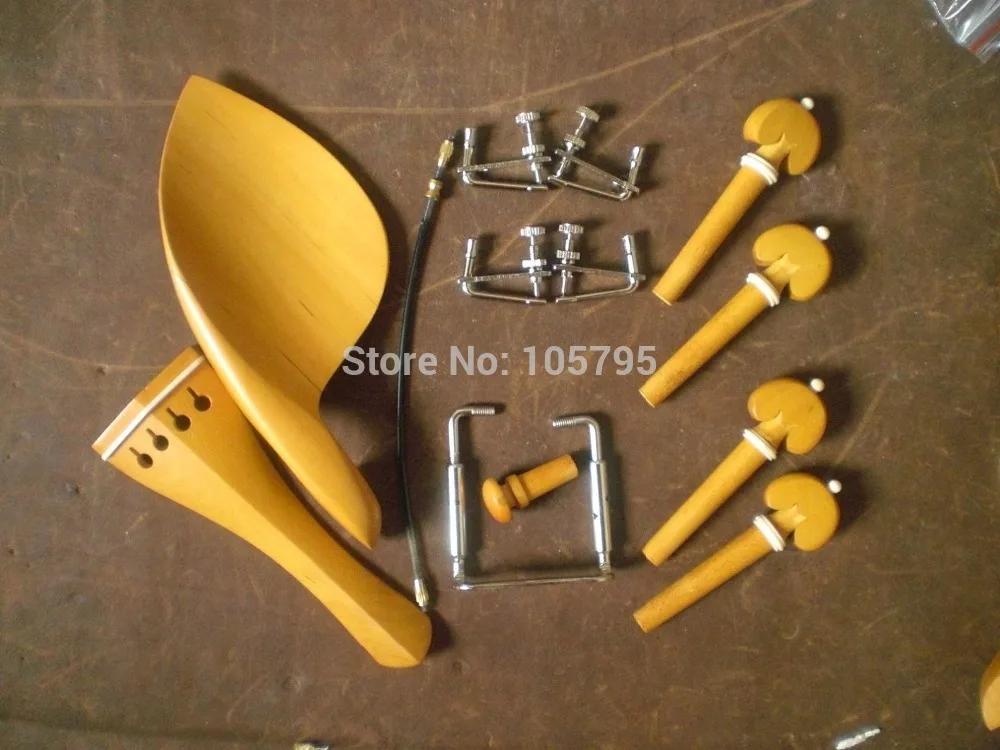 

1 Set Boxwood Violin Parts Including Fine Tuners Tail Gut and Chin Rest Clamp All In 4/4
