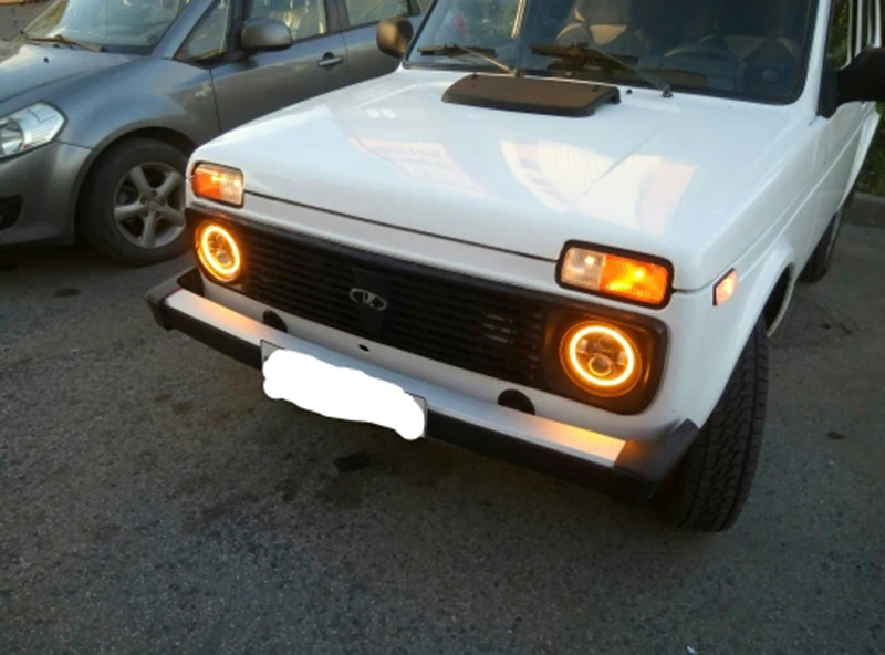 Faróis com Amarelo Olho para Jeep Polegada Farol h4 Drl Redondo Headlights & Branco Anjo Wrangler Lada Niva 4x4 50 w 30 co Luz 7 Led 17 High Quality 7 inch led headlight