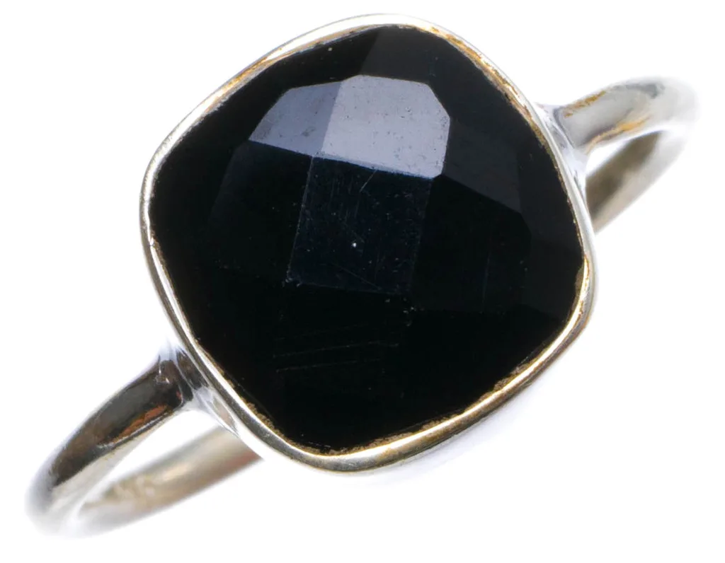 

Natural Black Onyx Handmade Unique 925 Sterling Silver Ring, US size 6 X2757