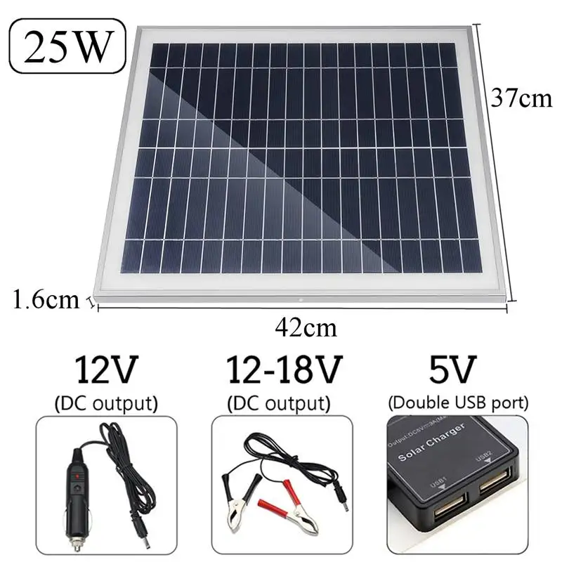 

Solar light outdoor 25W Portable Dual Output Solar Power Energy Charging Panel USB Interface Car Charger Camping Hiking Climbing