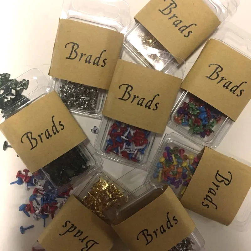 

9gram mini cute metal scrapbooking brads mixed color pins heart star tree flower shape wholesale 6patterns