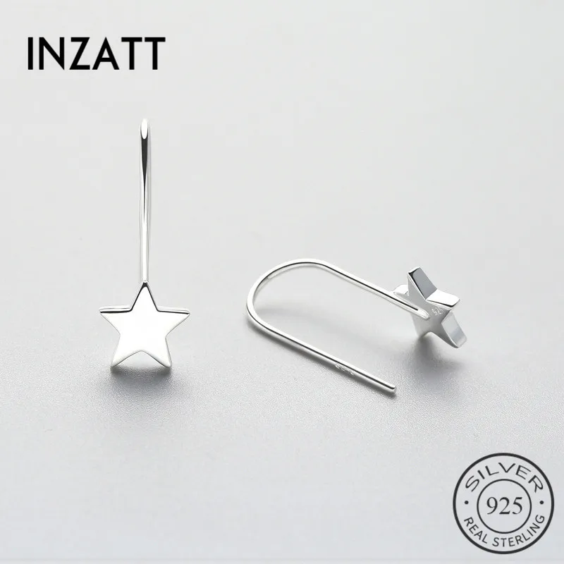 

INZATT Geometric Glossy Star Dangle Drop Crystal Earrings 2018 For Women Engagement Party 925 Sterling Silver Fine Jewelry