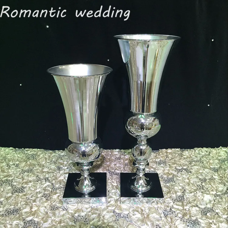 Free shipment 10PCS/lots 50cm tall silver iron wedding vase flower vase