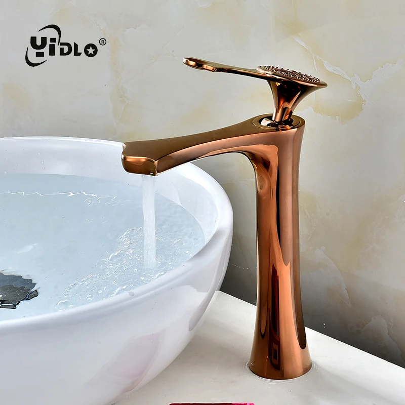 

Bathroom 5 Colors Basin Faucets Carving Handle Basin Tap Drawing Chrome Tap Bathroom Accessories Single handle Mixer Faucet