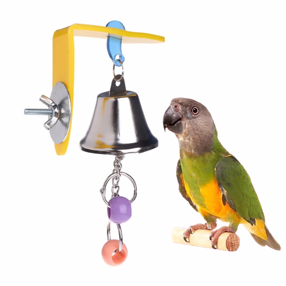 

Parrot Bell Toys Birds Chewing Hanging Swing Cage Toy Bite Accessories Parakeet Beads Cockatiel Play Toy Pet Bird Supplies