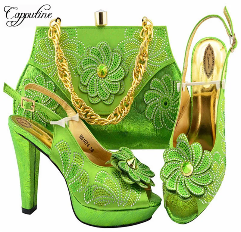 

2018 New Arrival Applique Shoes And Bag Set New African Style Woman Matching Shoes And Bag Set For Party 6Colors Stock M1074