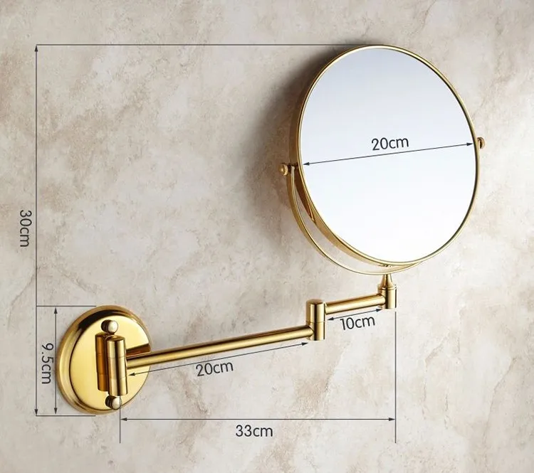 Senducs Gold Bathroom Mirror 8 Inch Brass Bath Mirror Of 3x Magnifying Mirror For Fashion Folding Bathrrom Mirrors