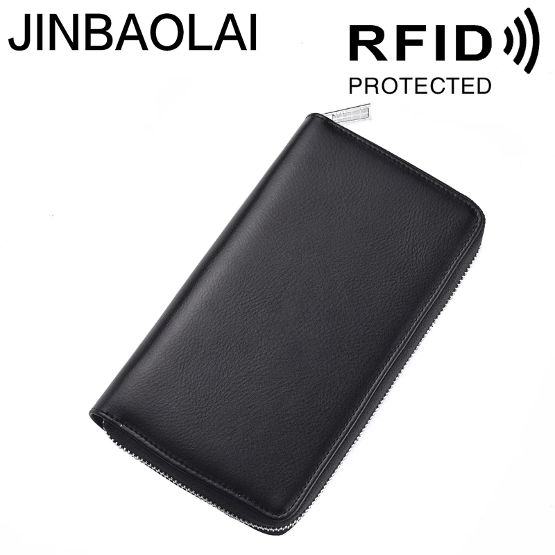 Jinbaolaбольшая емкость длинная кредитпосылка пакет RFID мульти-функция мужской и женский мульти-Карточный орган кожаный карточный посылка