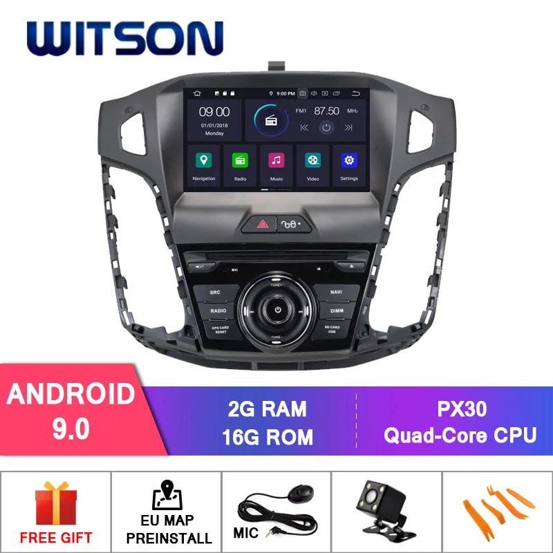 Cheap DE STOCK !! WITSON Android 9.0 CAR DVD PLAYER for Ford focus 2012 GPS STEREO 4GB RAM+64GB FLASH 8 Octa Core+DVR+DSP+DAB+OBD 1