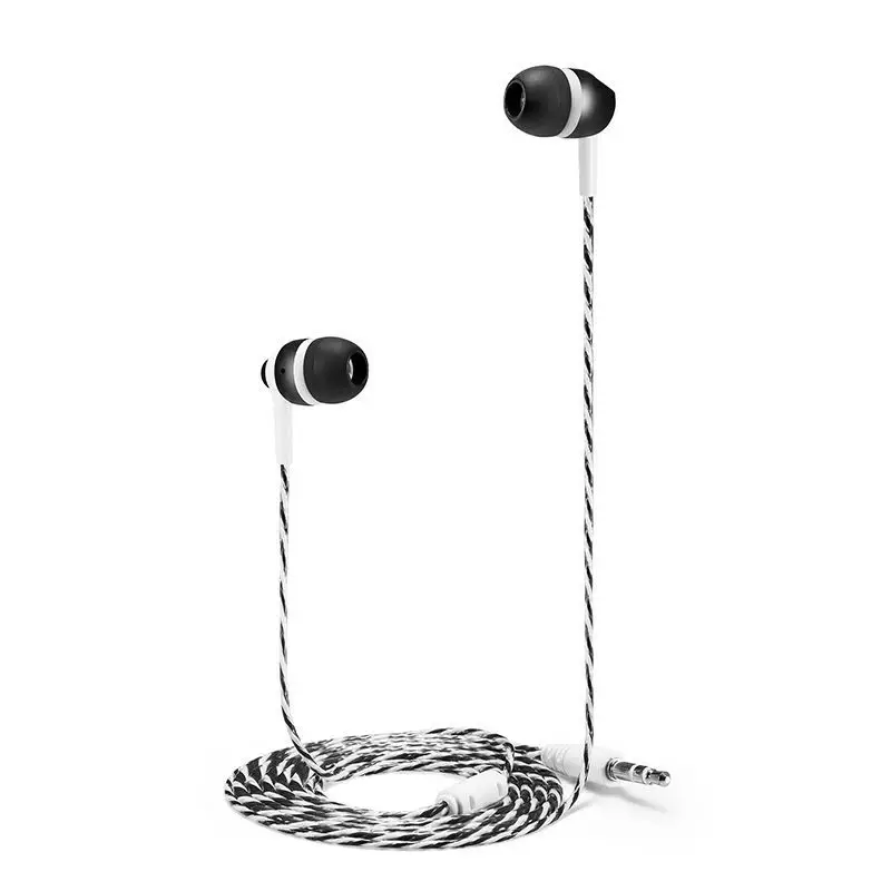 

MP3/mp4 Roping Stereo Subwoofer Earphone In Ear Headset Earbud 1.1M Reflective Fiber Cloth Line Metal Earphone Free Shipping