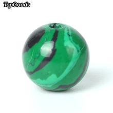Topgoods зелёные малахитовые полосы круглые бусины Свободные бусины на возраст от 4 до 12 лет мм нити 1", на день рождения, для изготовление каменных ювелирных изделий
