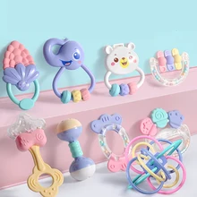 Cute Baby Toys Newborn Teether Hand Bells Baby Toys 0-12 Months Teething Development Infant Early Educational Baby Rattles Toys